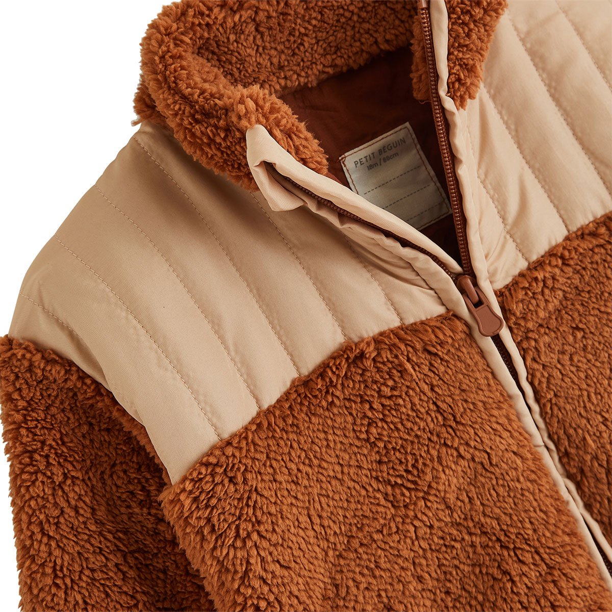 Veste enfant en sherpa Moka marron, PETIT BEGUIN