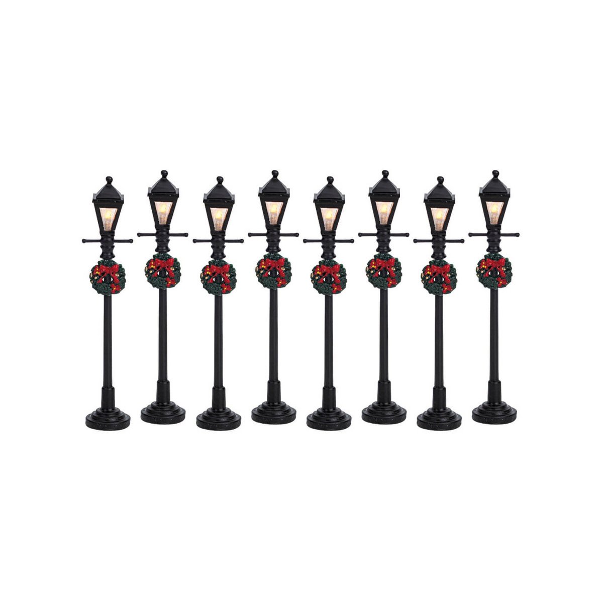 Lot de 8 lampadaires décoratifs noir, JARDIDECO