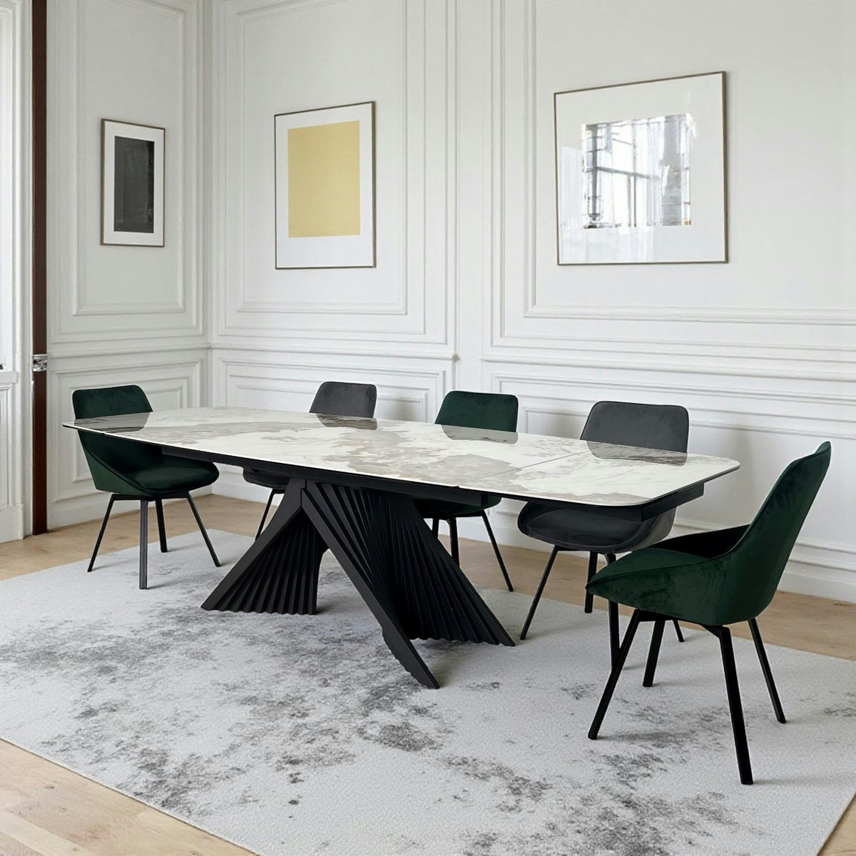 Table extensible céramique - pied origami 180-280 cm LOMBARDIE blanc, PIER IMPORT