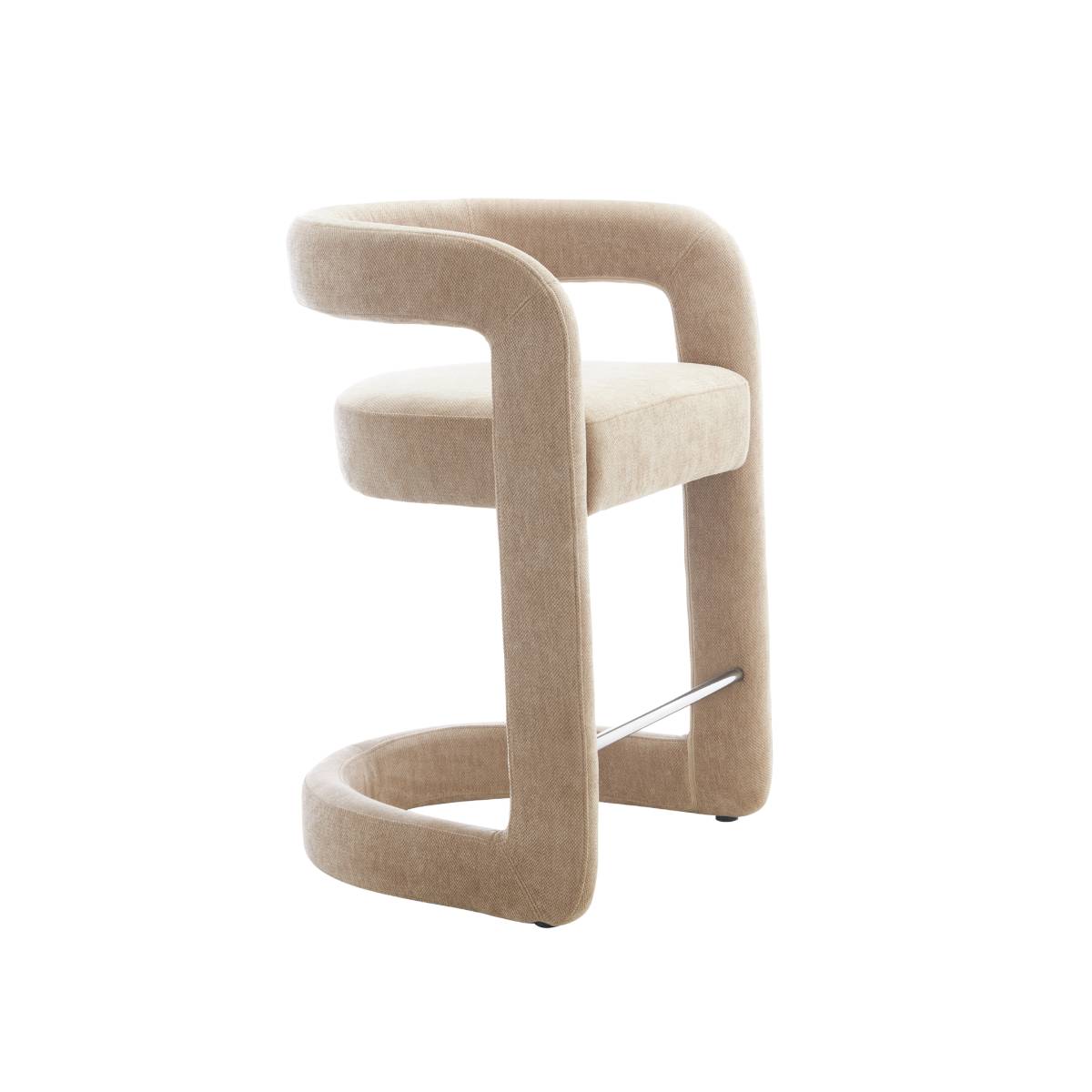 Lot de 2 tabourets de bar en tissu JORAH blanc, MADE IN MEUBLES 
