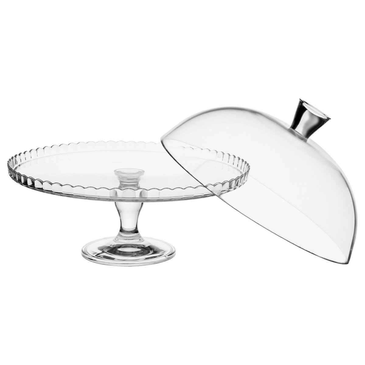 Présentoir à gâteau sur pied en verre transparent avec cloche transparent, PASABAHCE