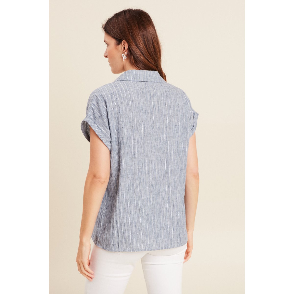Blouse manches courtes fluide bleu, BREAL
