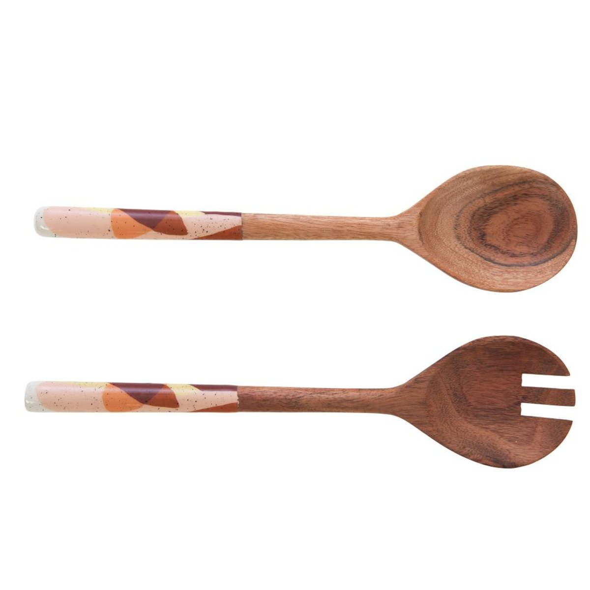 Lot de 2 couverts à salade Elena marron, AMADEUS
