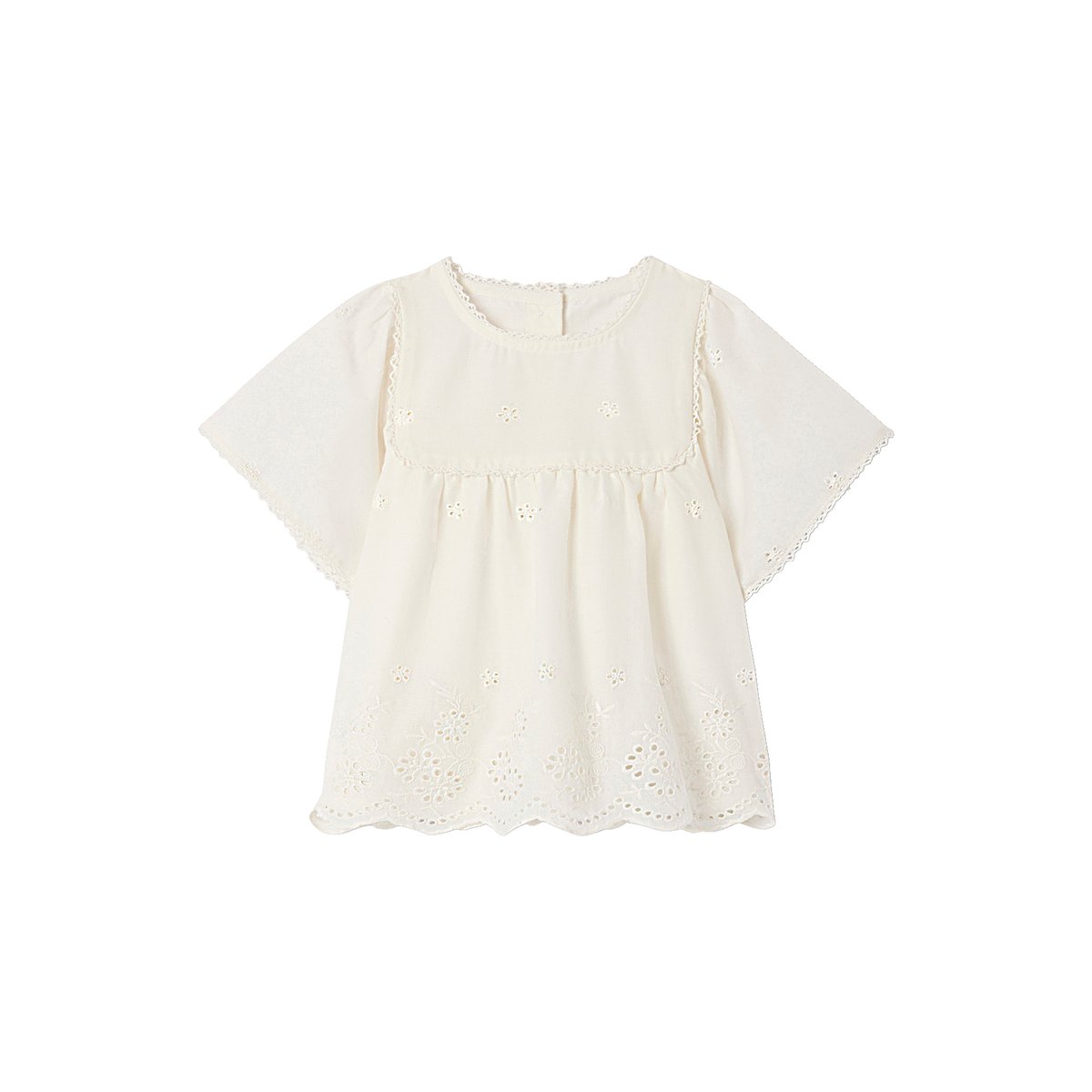 Blouse en broderie anglaise bébé écru, VERTBAUDET