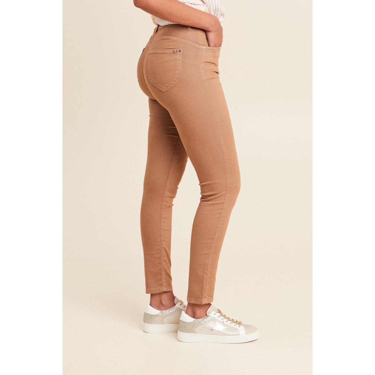 Pantalon léger taille haute 7/8ème marron, BREAL