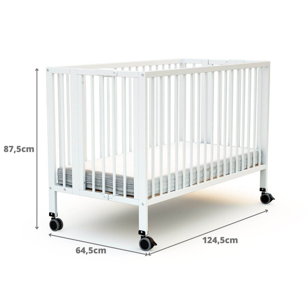 Folding wooden baby bed FLOW blanc, AT4