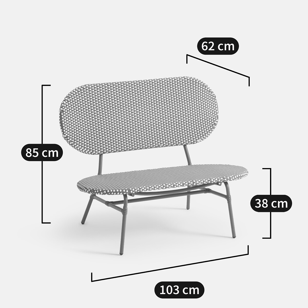 Banco de jardim em metal e resina tecida, Matu vermelho/verde/branco, LA REDOUTE INTERIEURS