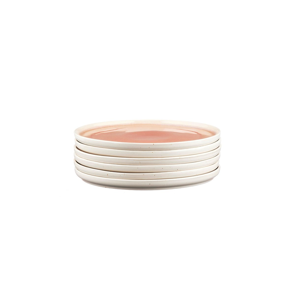 Lot de 6 assiettes à dessert en grès, OXYGEN dégradé rose poudre et beige, BJORN