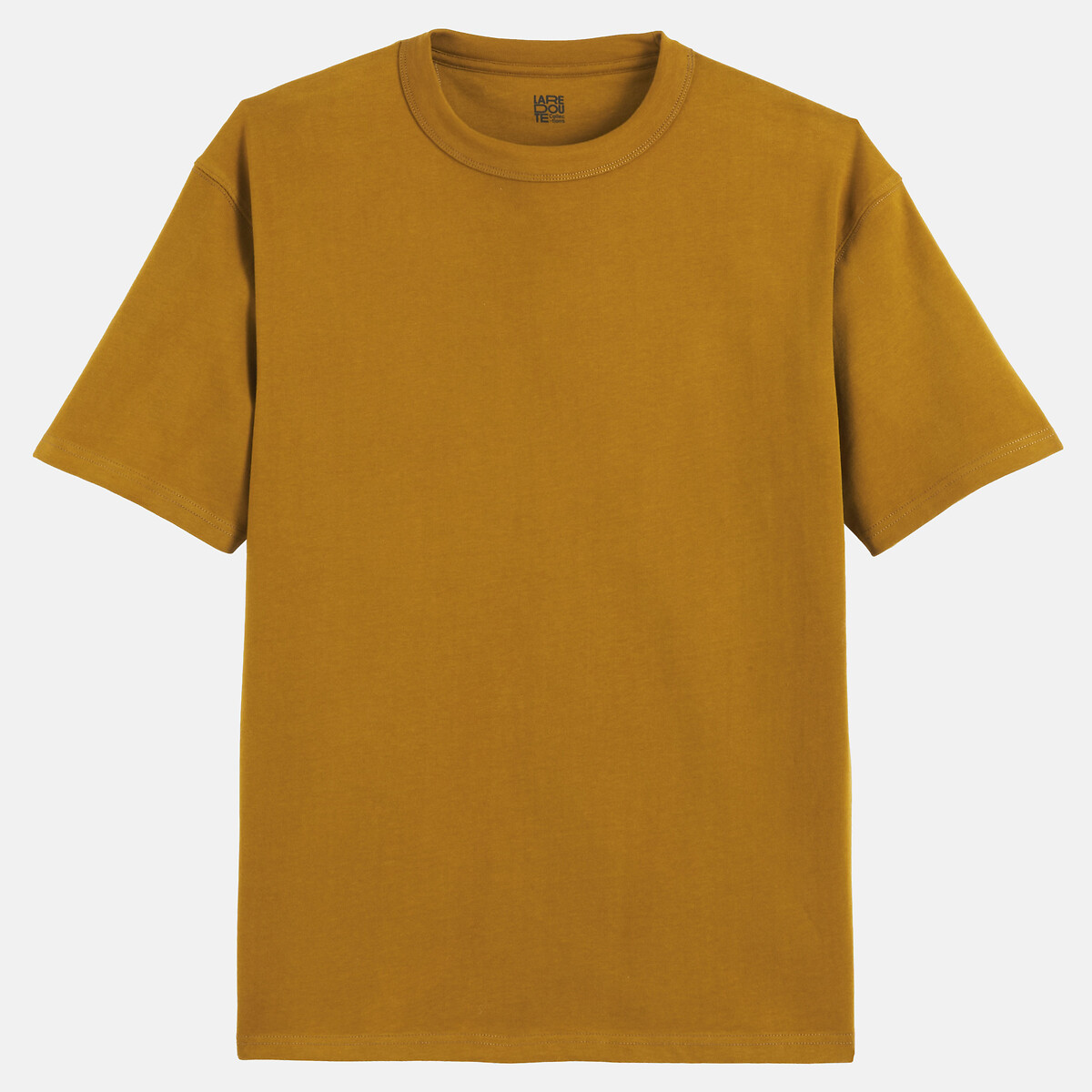 Camiseta de cuello redondo, corte boxy, algodón grueso, tacto suave amarillo ocre, LA REDOUTE COLLECTIONS