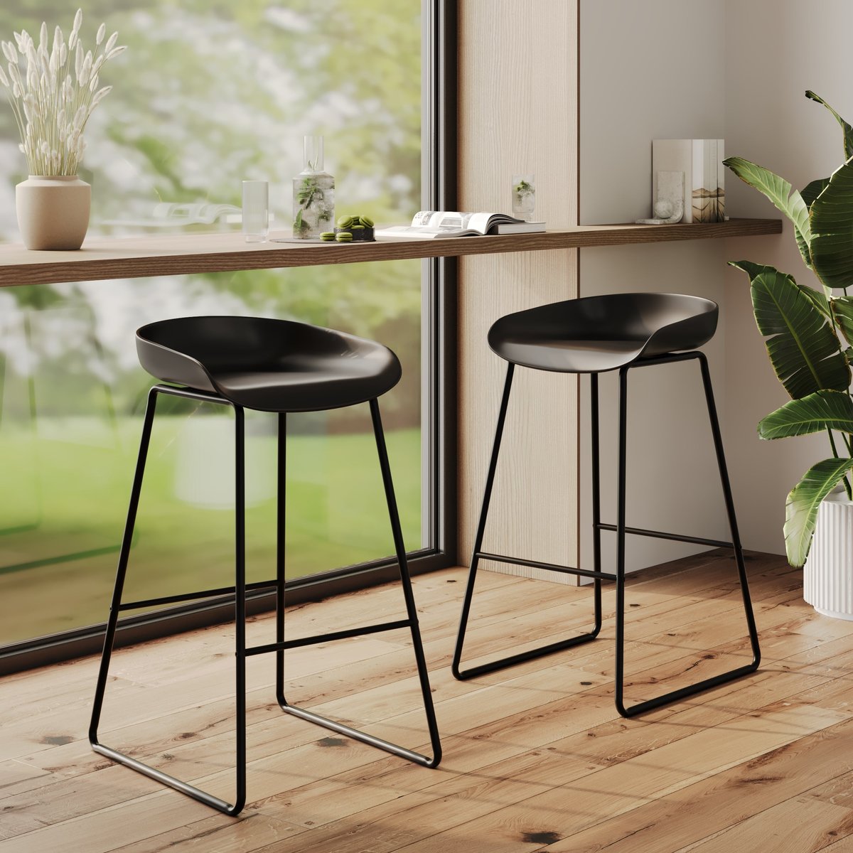Lot de 2 chaises pour îlot central H65,5 cm - YOSHI noir, MAISON PAVANE