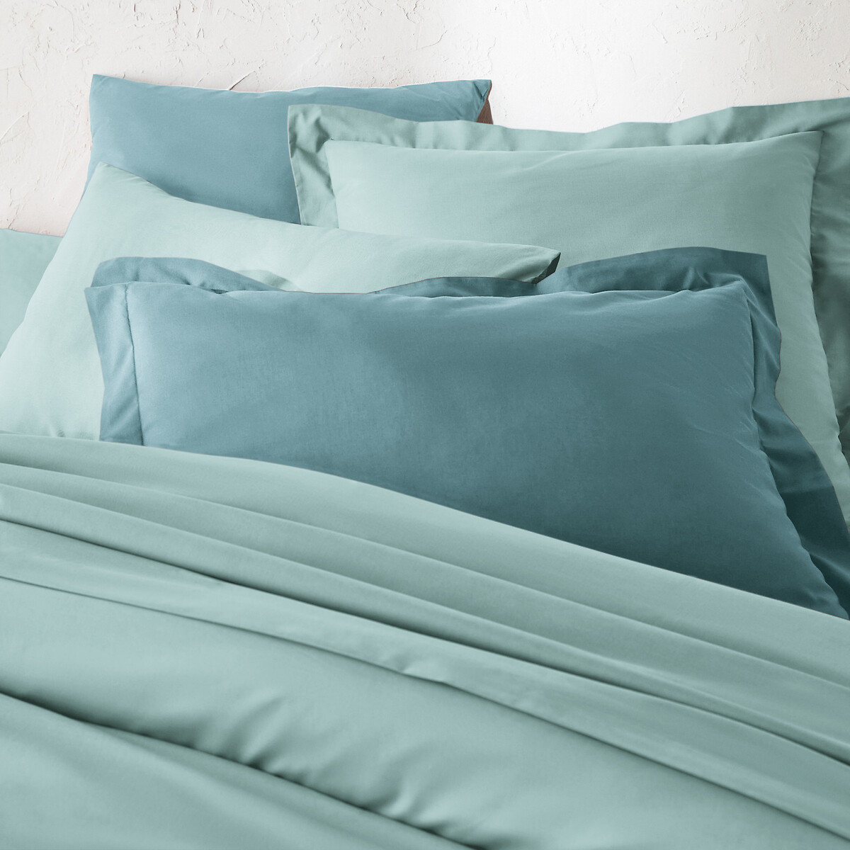 Effen kussensloop in tergal, Scenario celadon blauw, LA REDOUTE INTERIEURS
