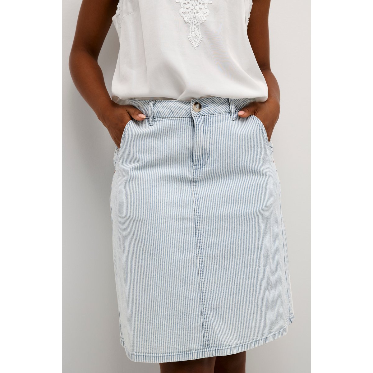 Jupe casual bleu milk boy stripe, CREAM