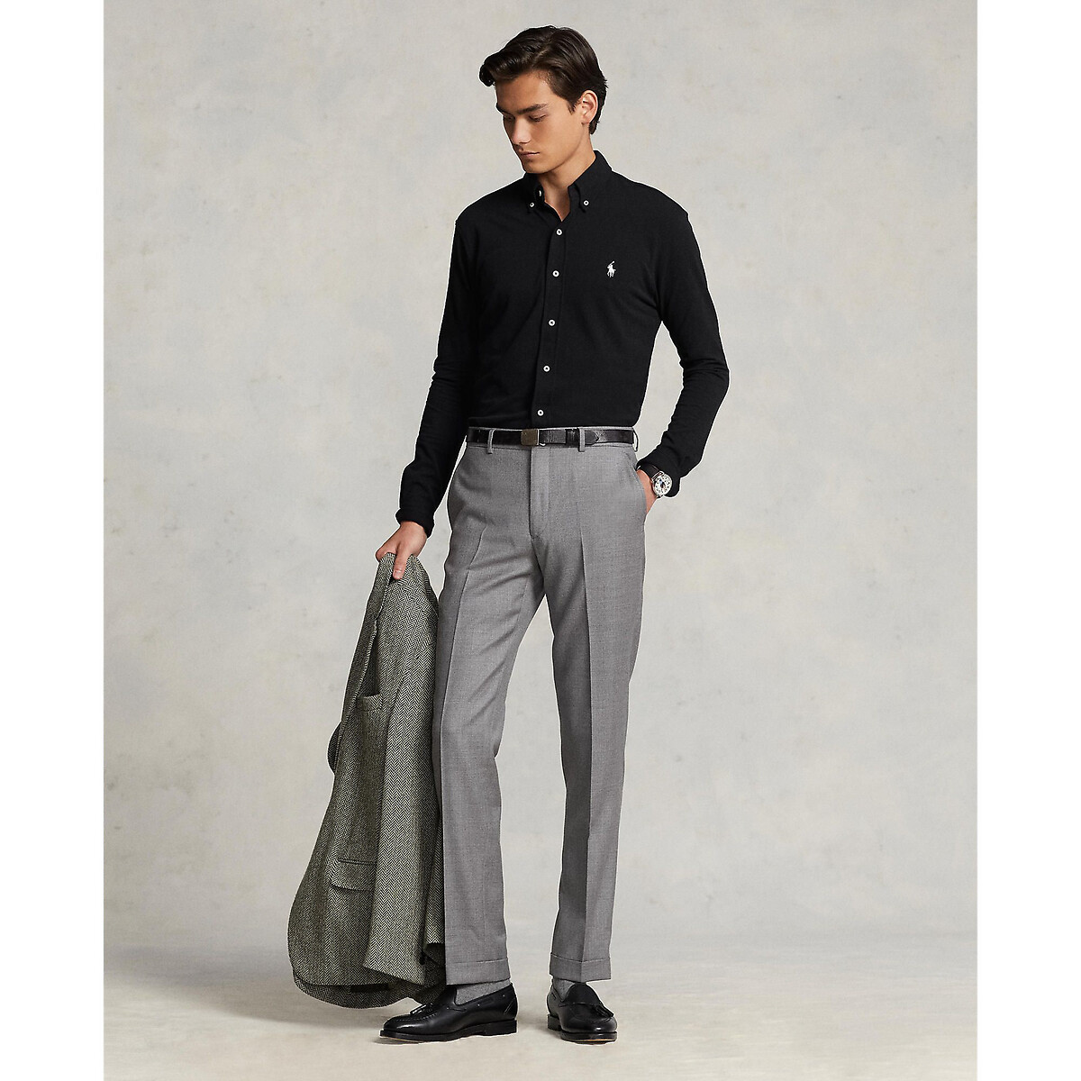 Chemise ultra-légère en coton piqué noir, POLO RALPH LAUREN