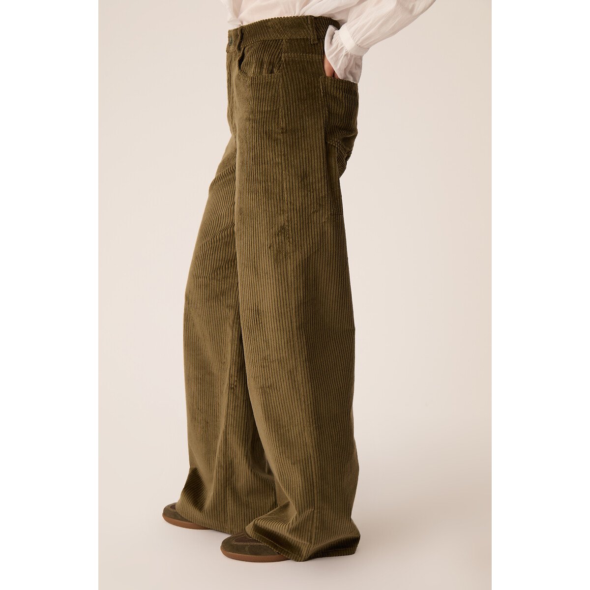 Pantalon large en velours côtelé, TEDETTE kaki, DES PETITS HAUTS