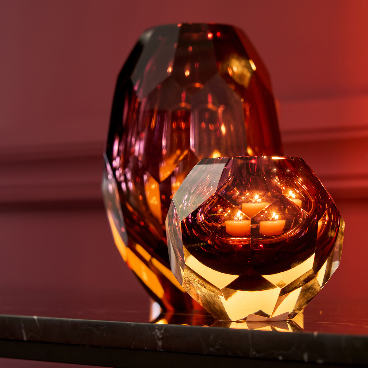 Vase en verre épais bourgogne, Veneto bourgogne, AM.PM