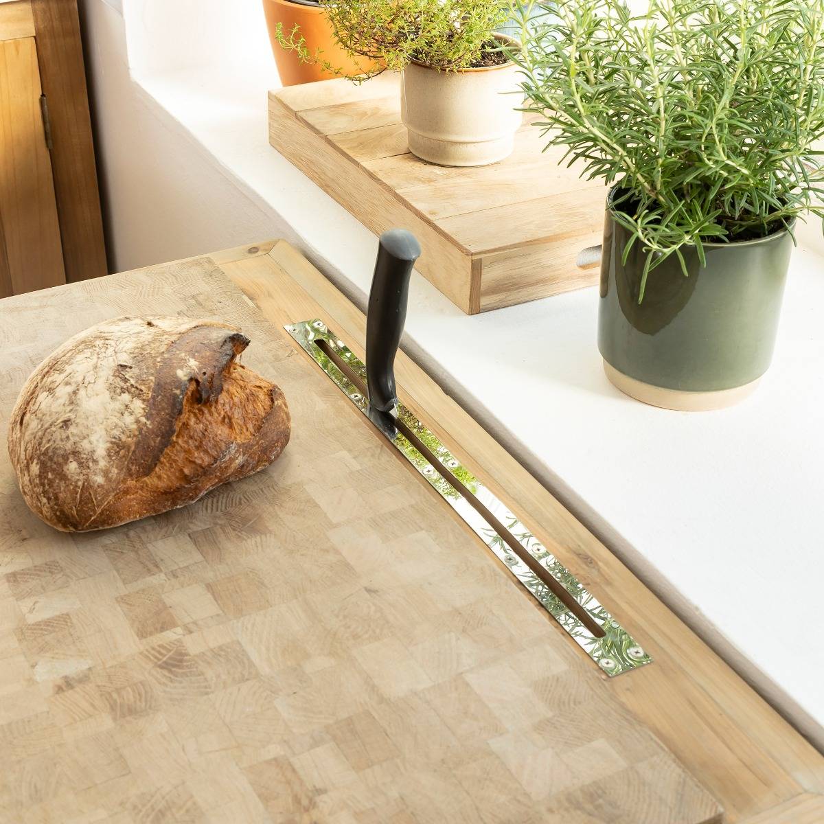 Meuble bas de cuisine en bois recyclé GARANCE bois clair, MADE IN MEUBLES