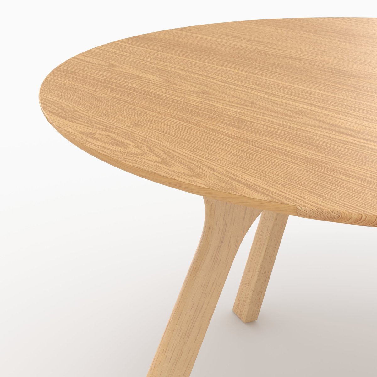 Table ronde 4 personnes en bois d'hévéa massif et placage en chêne D120 cm - IZZI marron clair, MAISON PAVANE