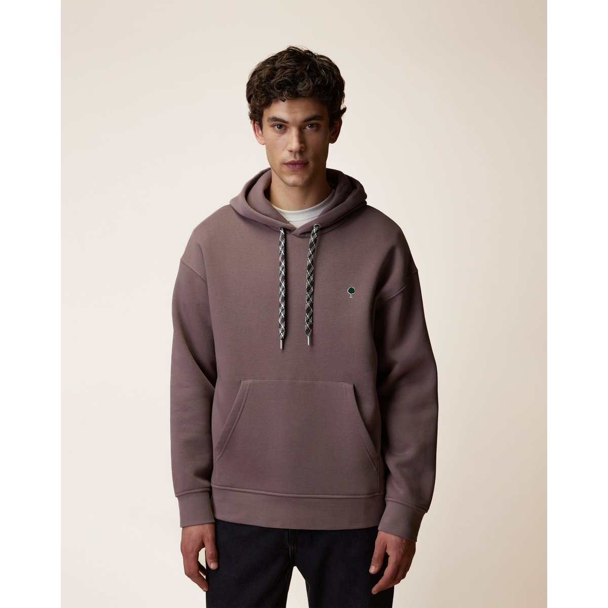 Sweat à capuche en molleton violet grisé, FAGUO