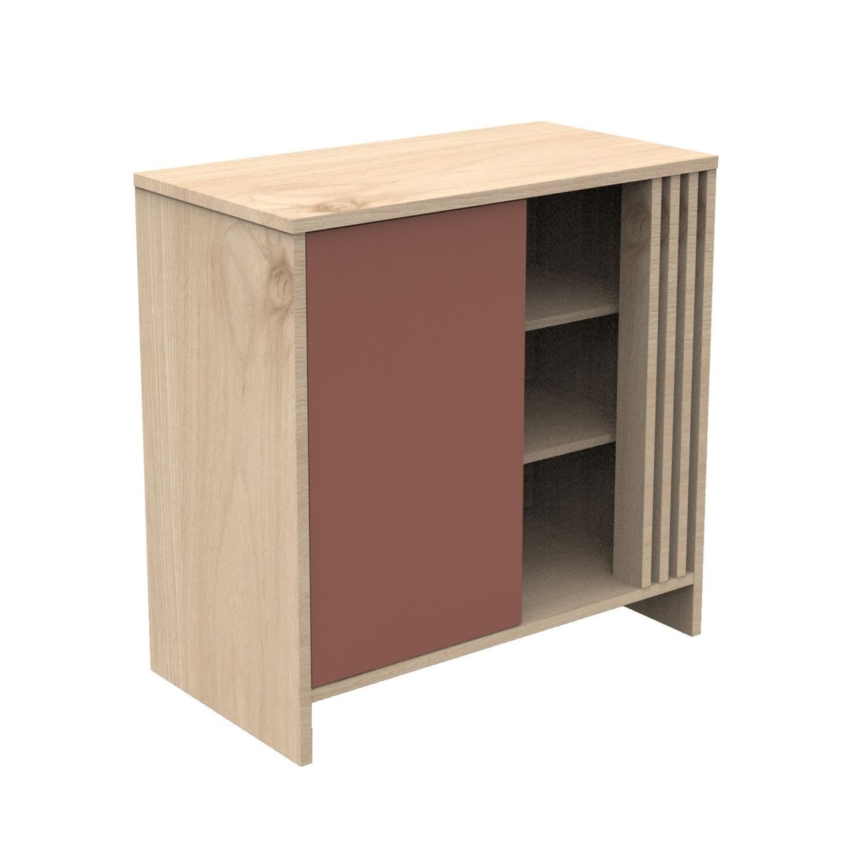 Commode porte et niches avec plan à langer amovible rouge, SAUTHON