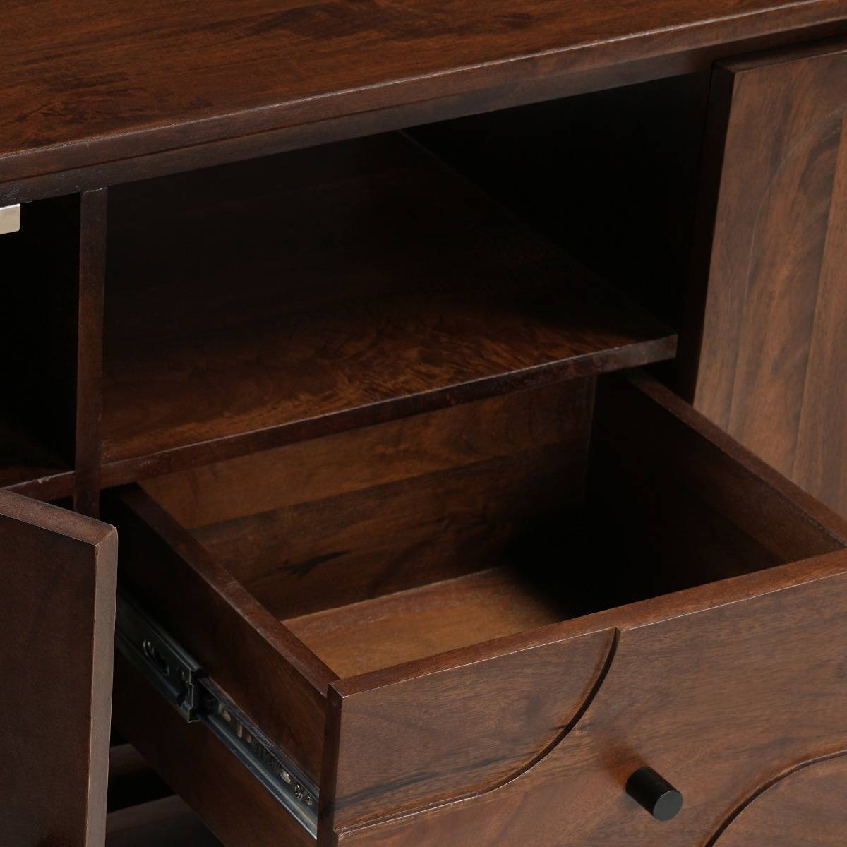 Meuble TV en bois de manguier MELORA bois foncé, MADE IN MEUBLES