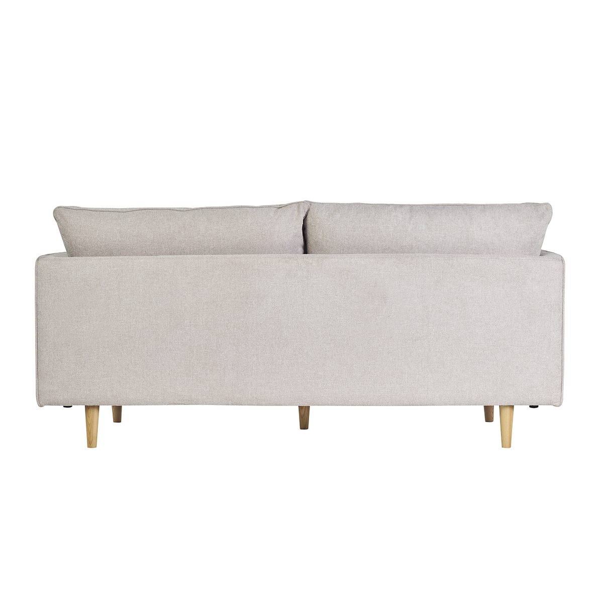 Canapé scandinave 3 places en tissu effet velours texturé beige et bois clair CLAYTON beige, MILIBOO