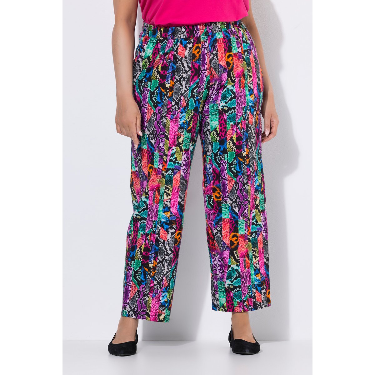Pantalon en jersey, motif peau de serpent noir, ULLA POPKEN