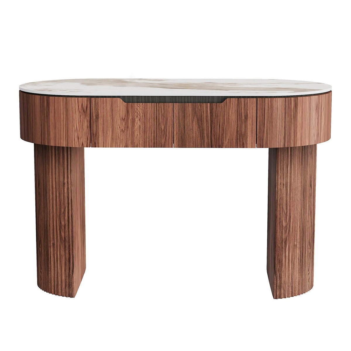 Bureau ovale plateau en grès, RUBEN marron, KARE DESIGN