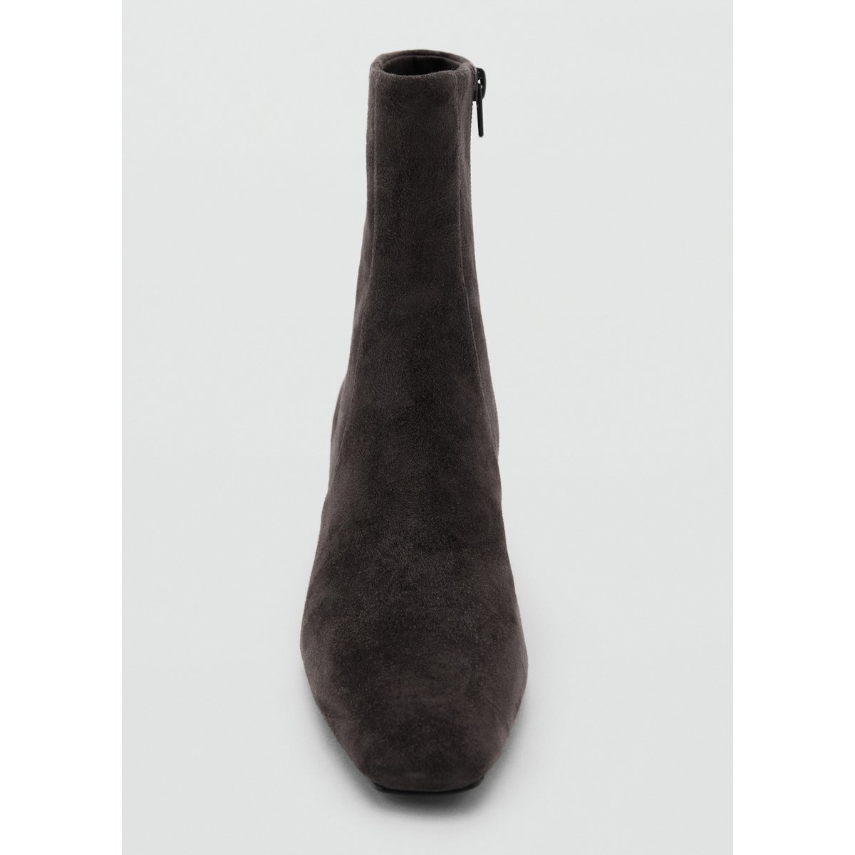 Bottines daim talon bloc gris chiné foncé, MANGO