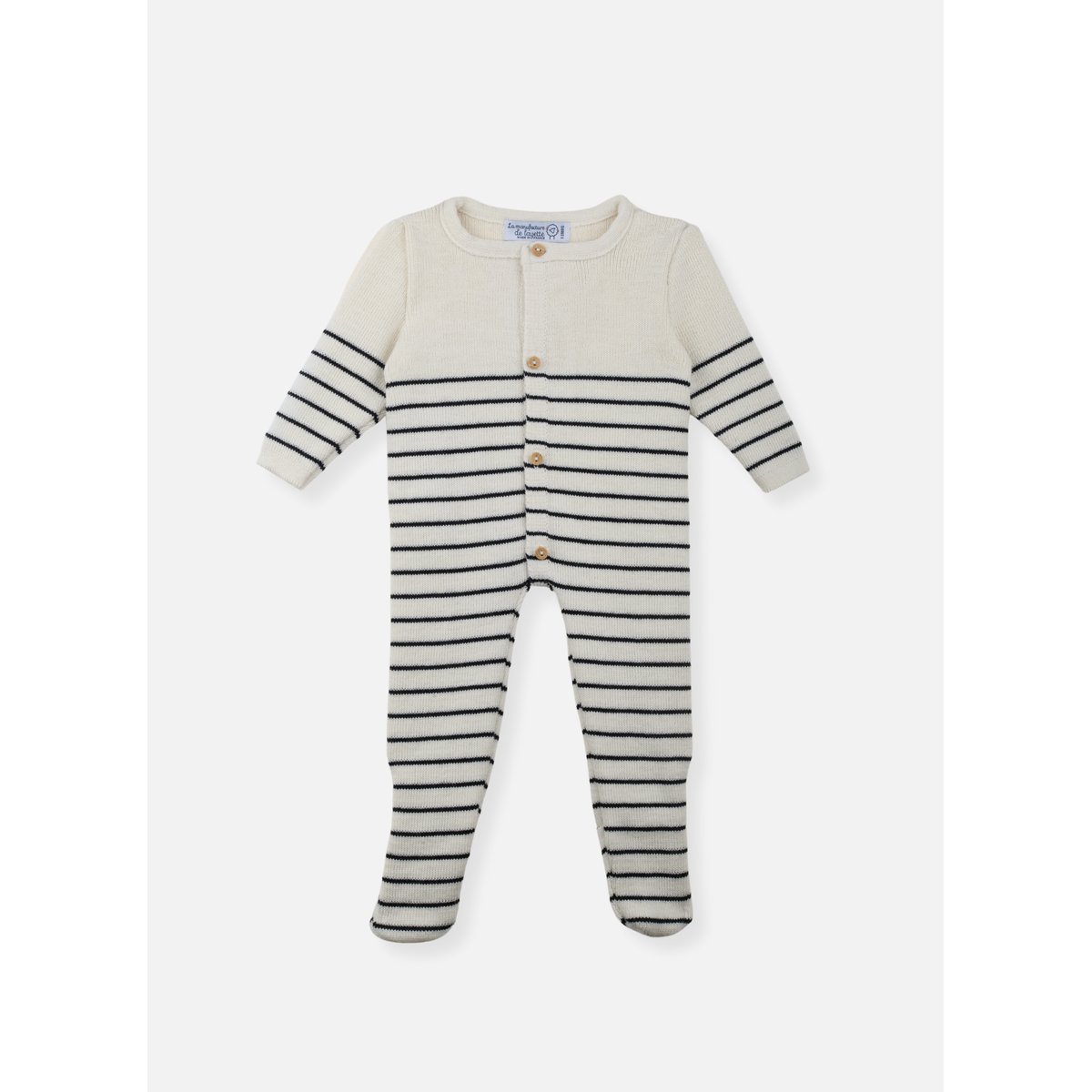 Combinaison à Pieds - Petit Marin ecru rayé marine, LA MANUFACTURE DE LAYETTE