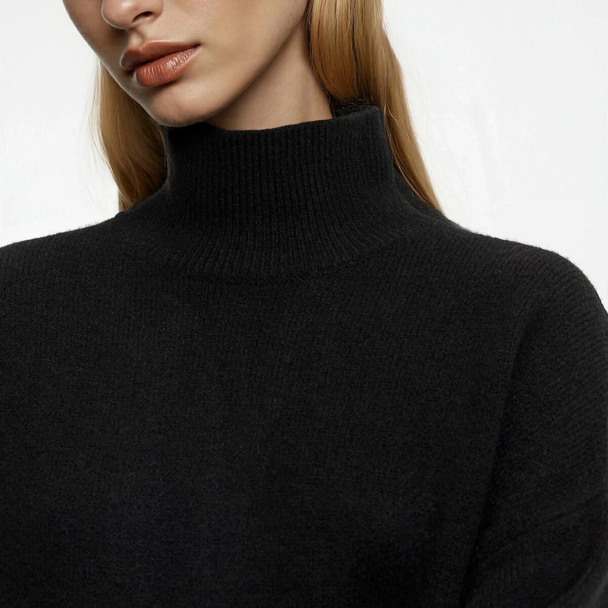 Robe pull, courte, manches longues noir, LA REDOUTE COLLECTIONS