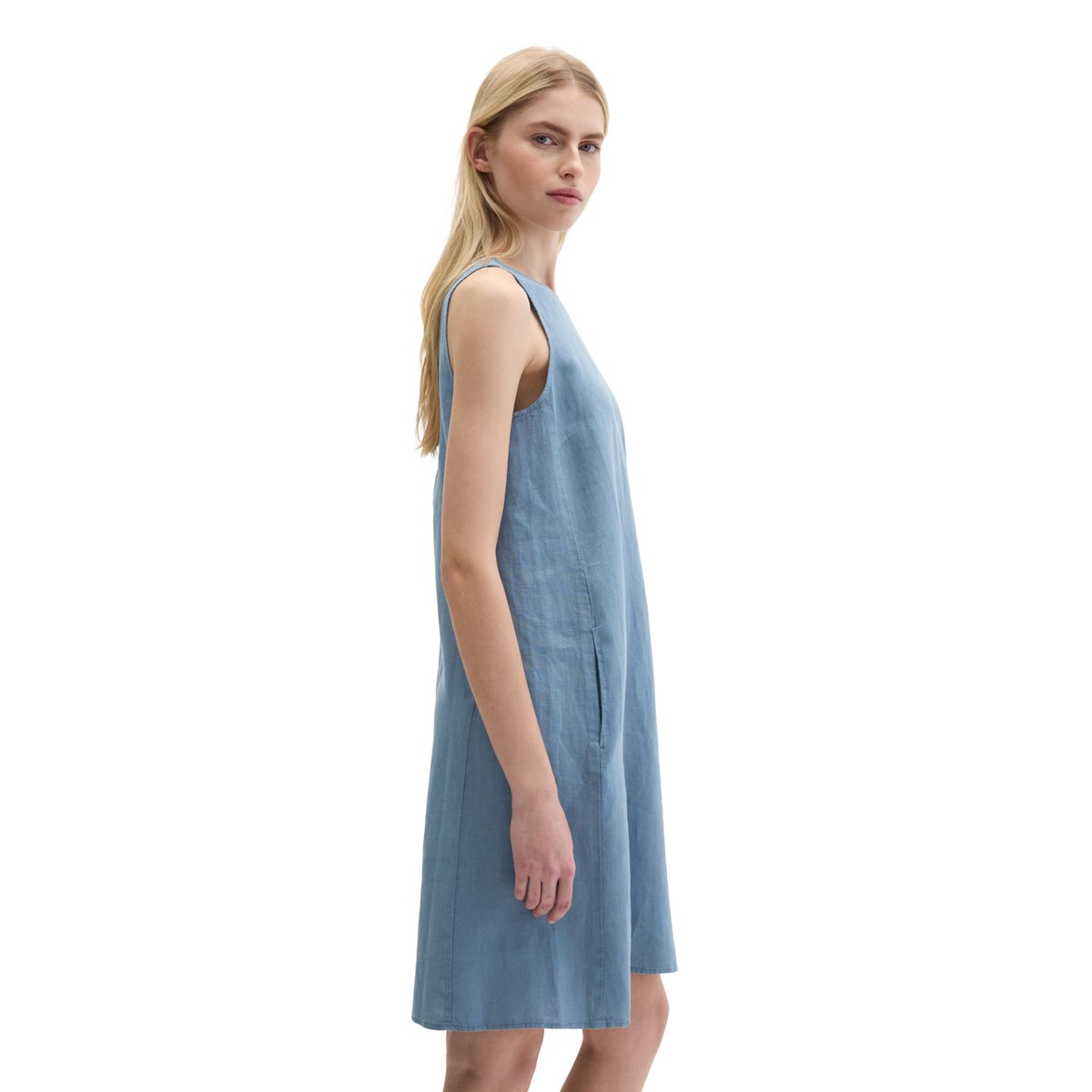 Robe fourreau en lin shaped avec poches bleu moyen, MARC O'POLO