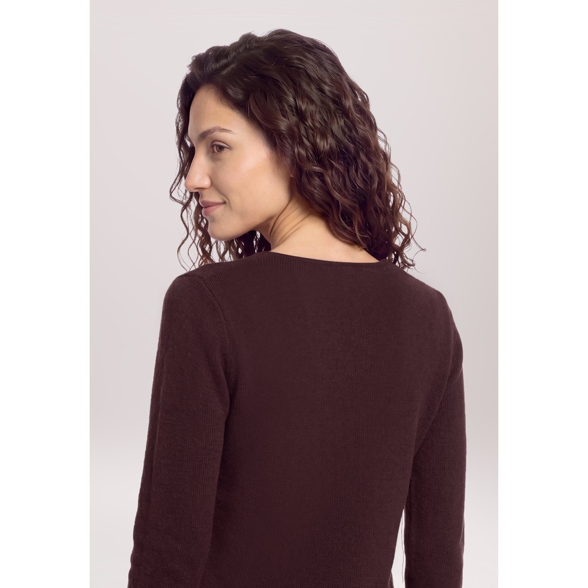 Pull en cachemire à encolure ronde chocolate plum, CARTOON