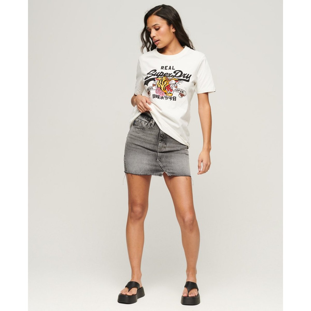 T-shirt Vintage Logo Narrative écru, SUPERDRY
