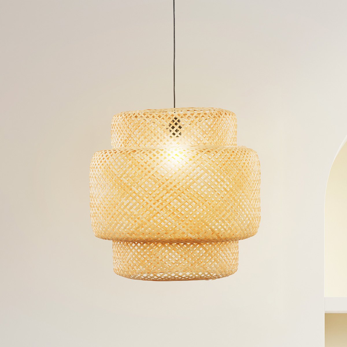 Abat jour en Suspension bambou naturel foncé v020012, MAISON AUBERTIN