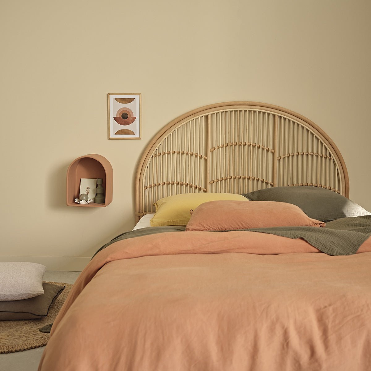 Tête de lit en rotin 140 cm BOHO naturel, BERAH GETAH