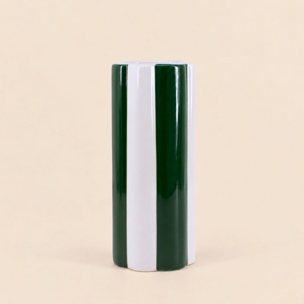 Vase en céramique à rayures, H27cm vert, ORNAMI