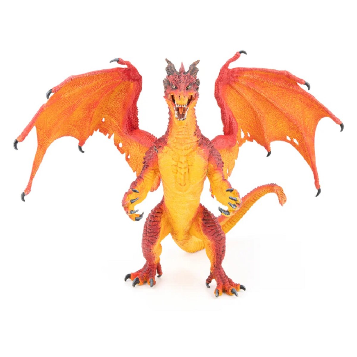 Figurine Dragon roi de feu orange rouge et jaune, PAPO