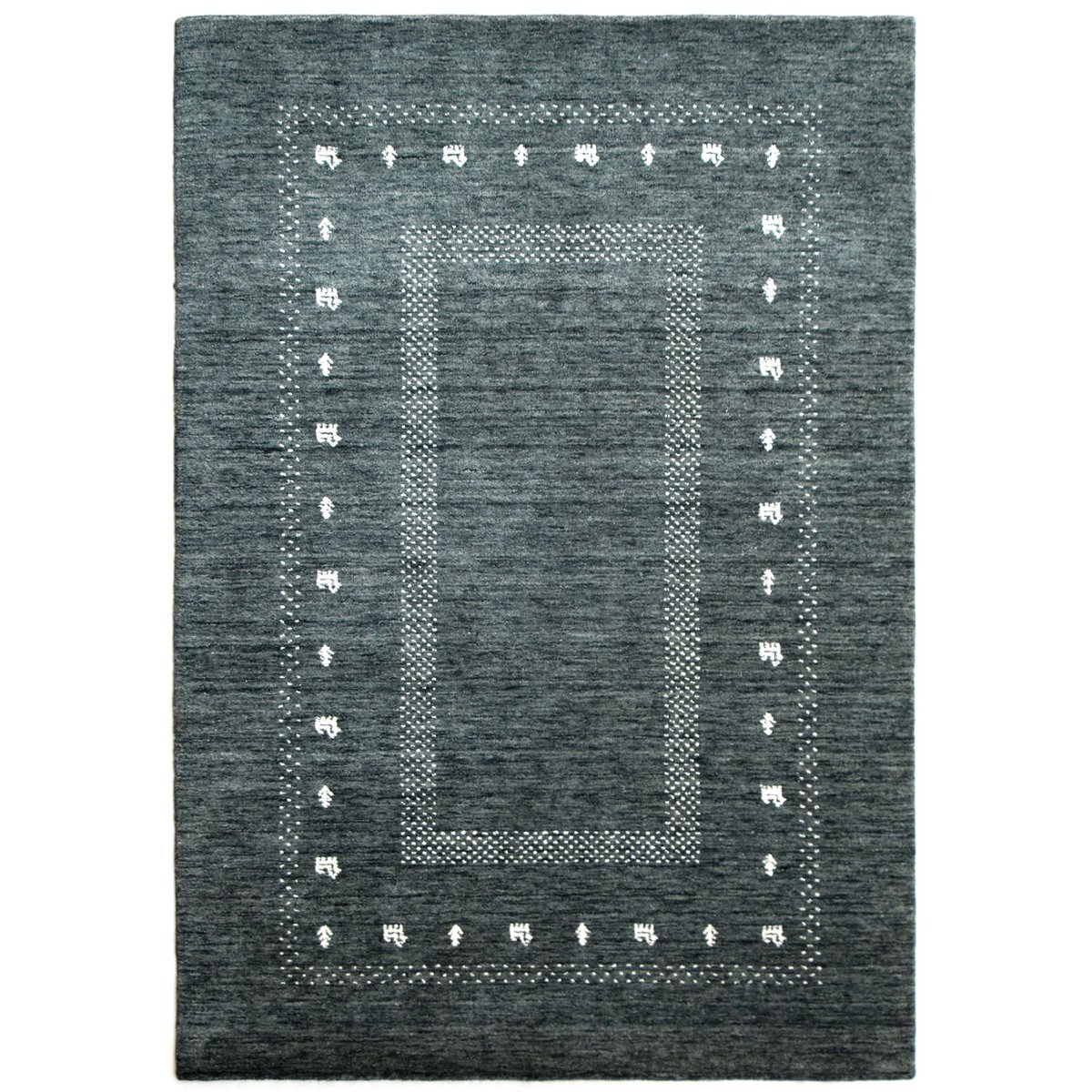 Tapis gabbeh tufté New York laine d'argentine gris foncé, THEKO