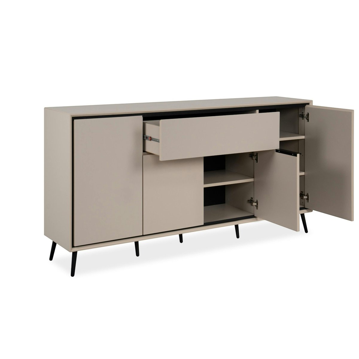 Buffet moderne taupe 4 portes 1 tiroir AVIO beige, PIER IMPORT