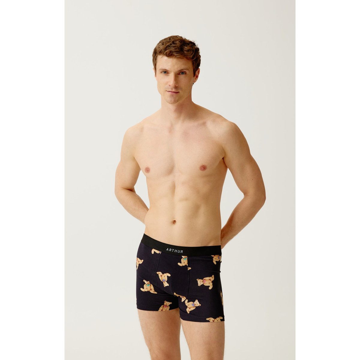 Boxer en jersey de coton imprimé Old Teddy noir, ARTHUR