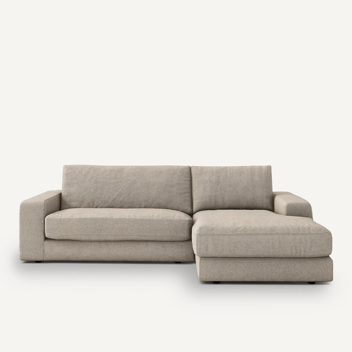 Canapé d'angle texturé en viscose et lin, Skander naturel, AM.PM