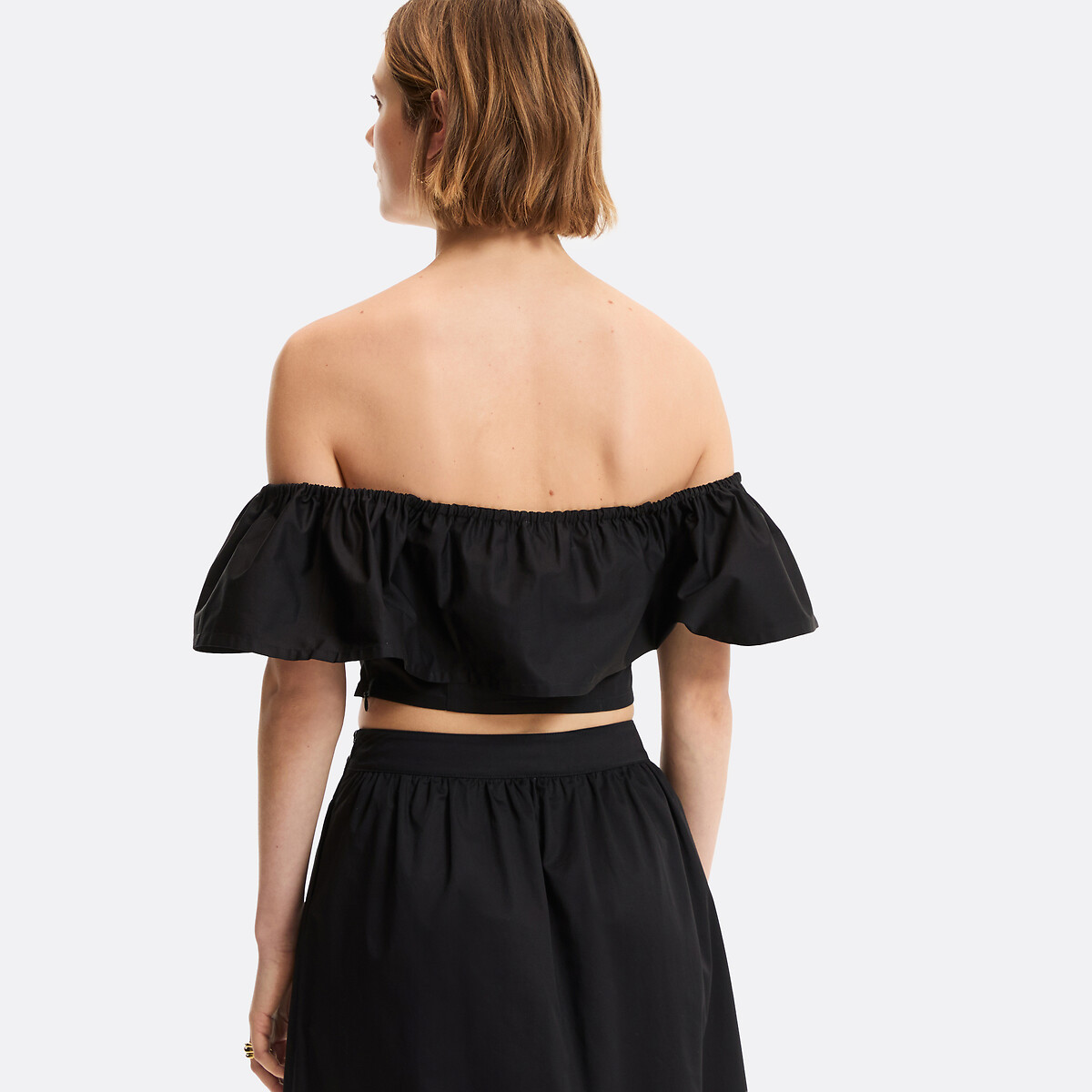 Top bustier court à volant noir, LA REDOUTE COLLECTIONS