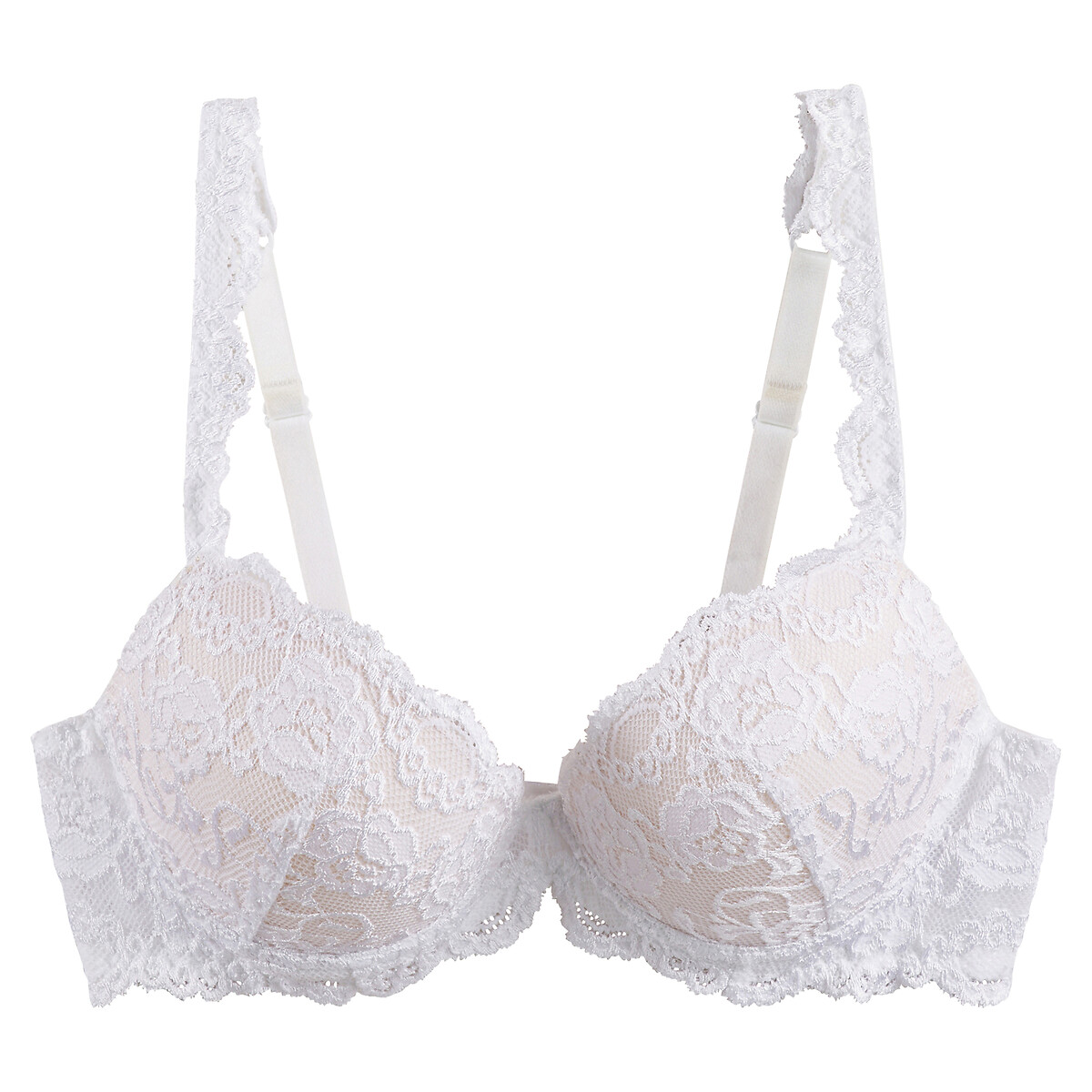 Reggiseno push-up in pizzo Anthea bianco, ANNE WEYBURN