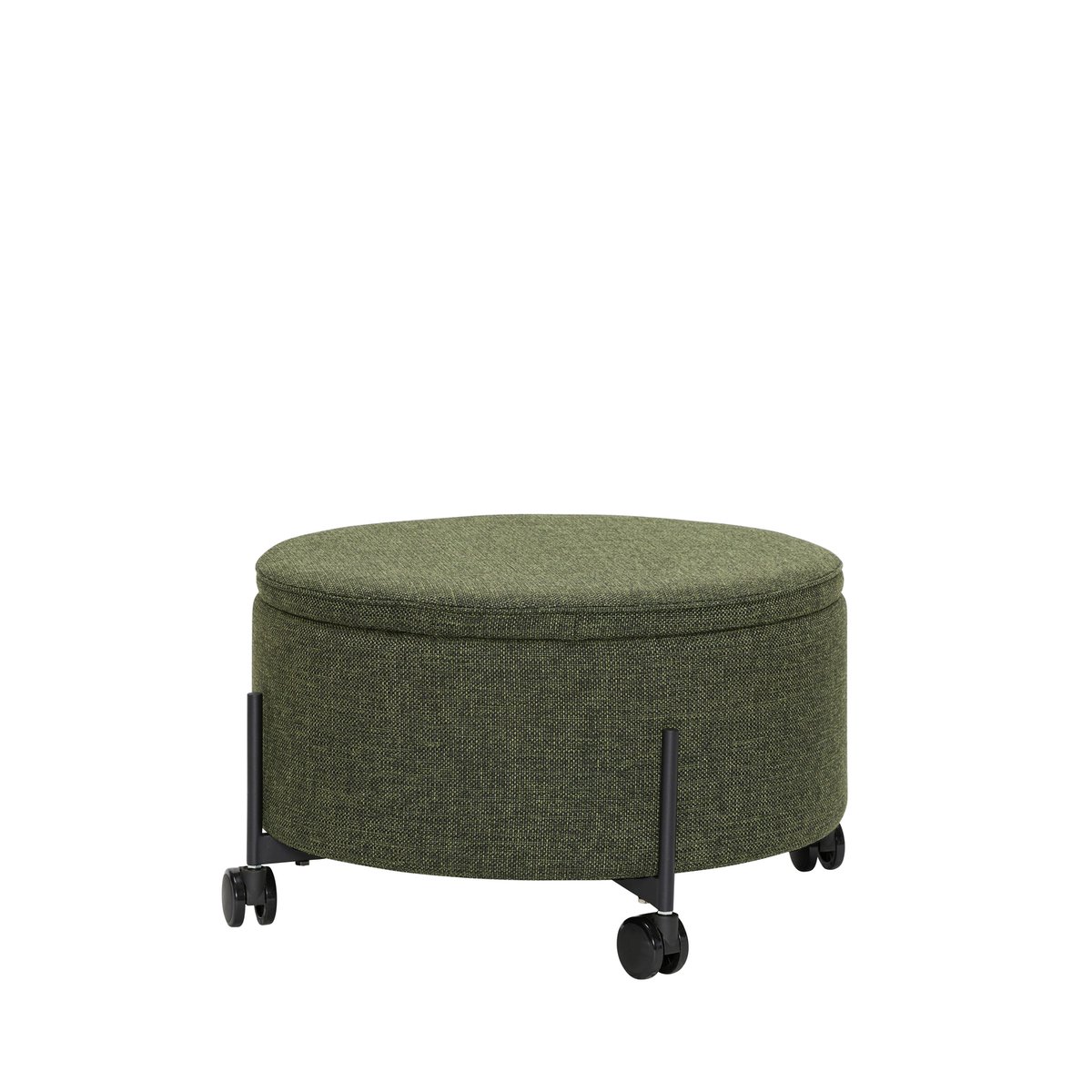 Pouf en acrylique, polyester et acier CONTAIN. vert, HUBSCH
