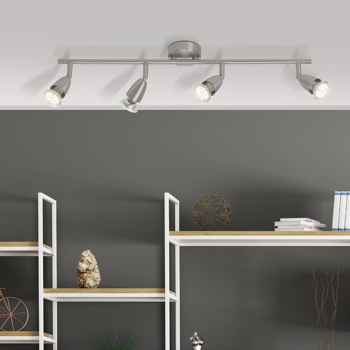 Plafonnier lumière chaude AMALFI LED argenté, BRILLIANT