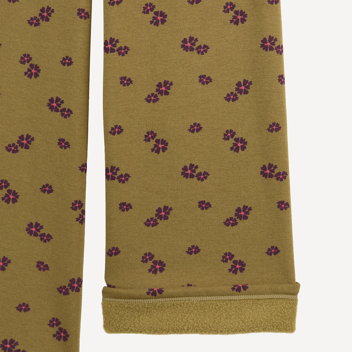 Legging, large et chaud, avec motif floral, en molleton imprimé kaki, LA REDOUTE COLLECTIONS