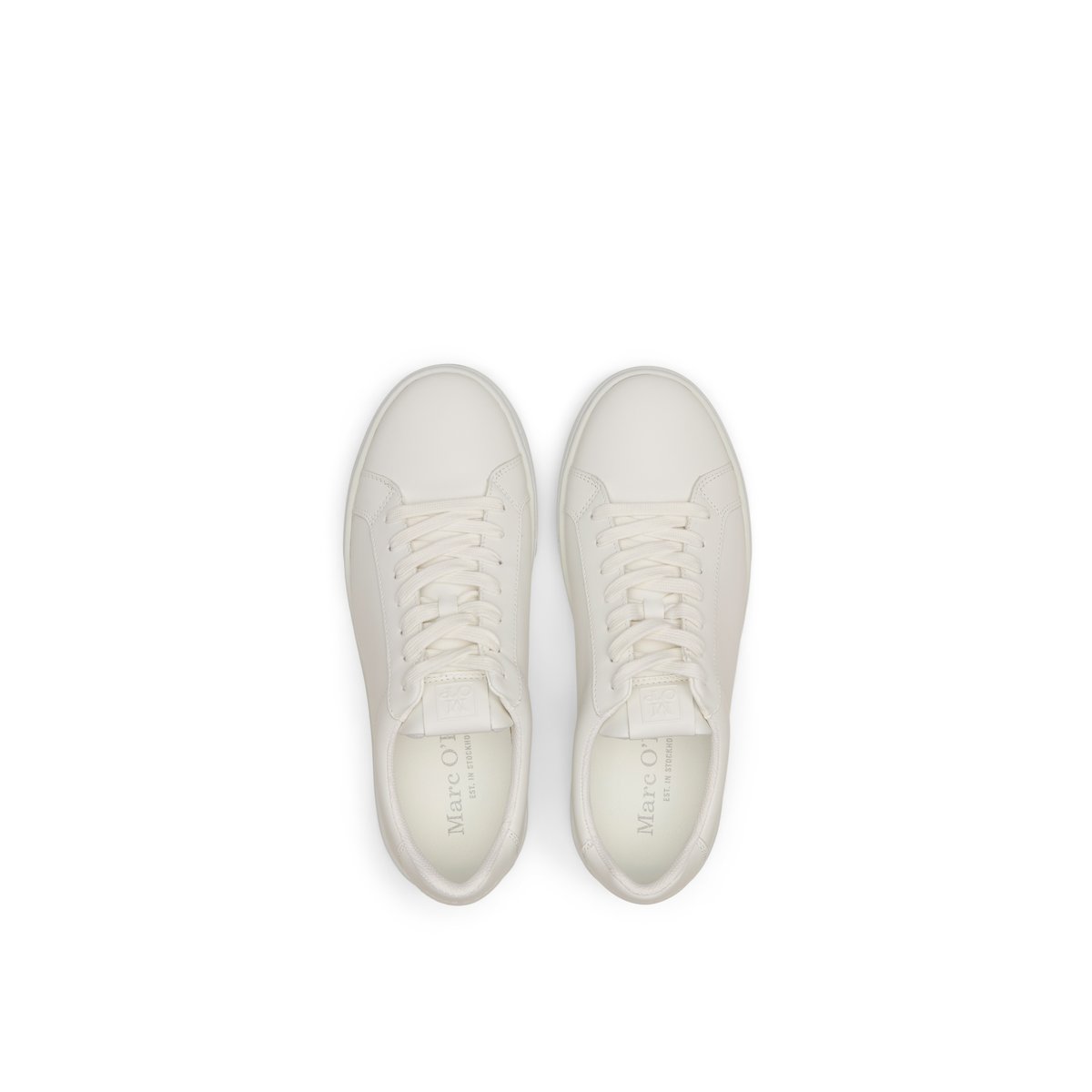 Baskets à semelles cuvette Modèle Agar en cuir de bœuf nappa noble blanc, MARC O'POLO