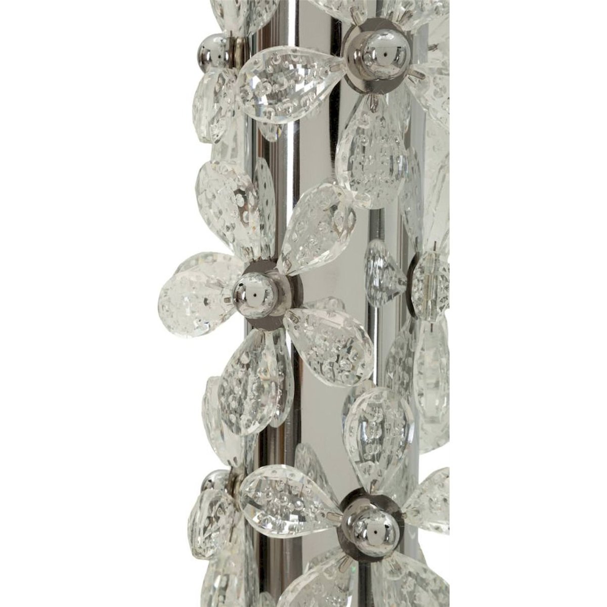 Lampadaire fleur en fer abat-jour GLAM argenté et blanc, RECOLLECTION