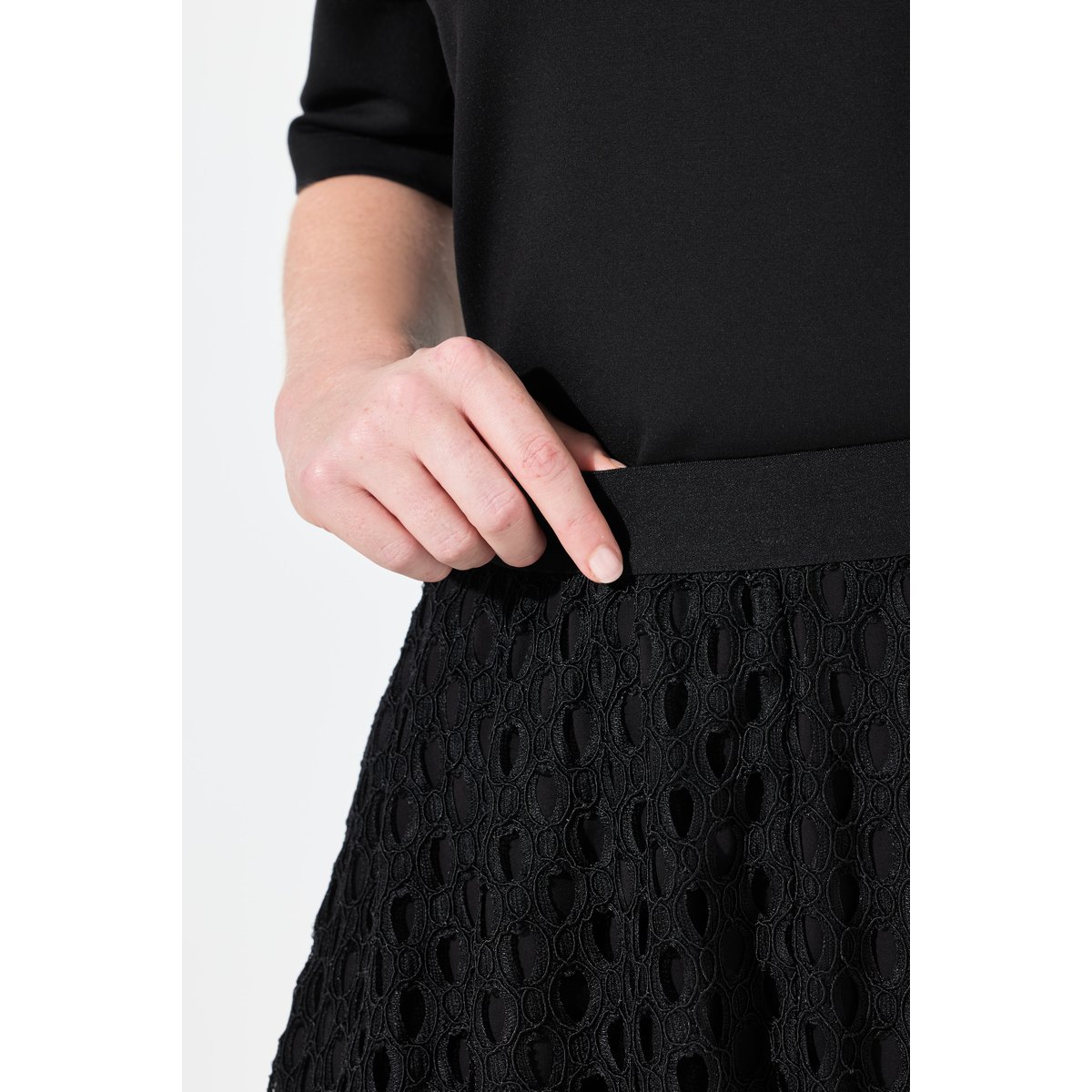 Robe midi en dentelle ajourée noir, ULLA POPKEN