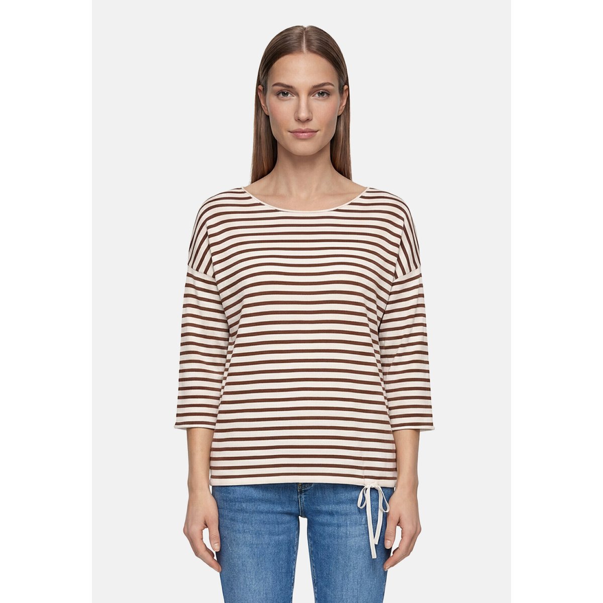 Pull-over en maille à encolure bateau patch cream/brown, BETTY BARCLAY